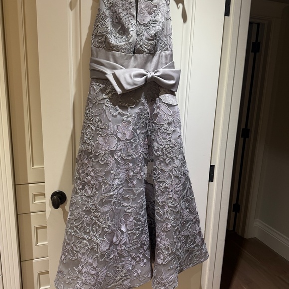 Elegant Audrey & Brooks Dress, Silver Brocade Dress - Picture 2 of 5